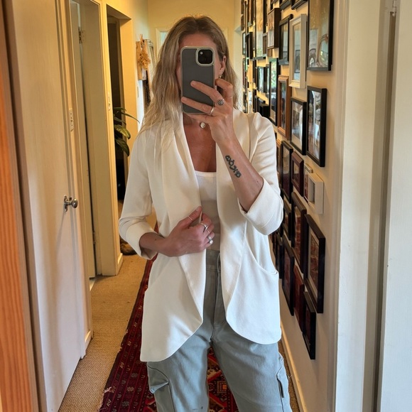 Wilfred Aritzia Off White Cream Crepe Chevalier Blazer Jacket Cardigan - Picture 4 of 17